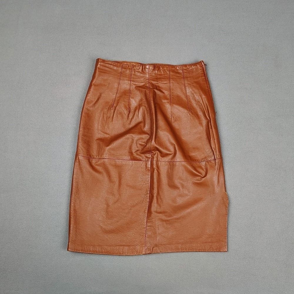 Vintage Leather Skirt Women *6 Carmel Tan Lined Knee Length Pencil Career Boho